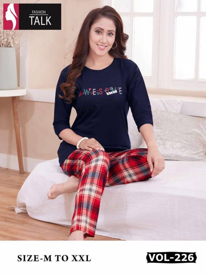 Ft 226 Night Wear Hosiery Cotton Printed Wholesale Night Suits Collection
